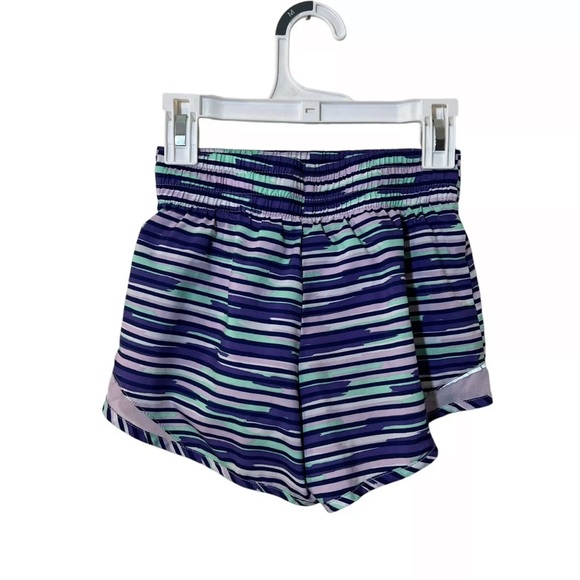 Athletic Works Girls Shorts Medium 7-8 Striped Elastic Waist Pull On Purple Gym - Picture 2 of 3